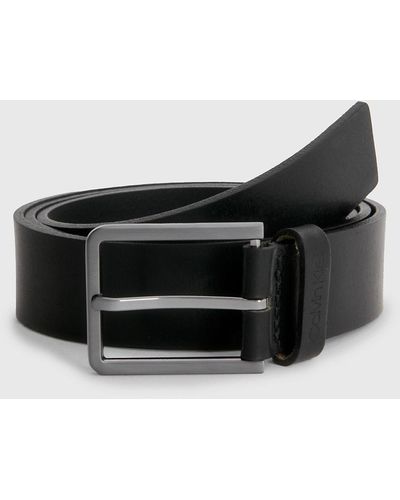 Calvin Klein Leather Belt - - Black - Men - 90 cm - Noir