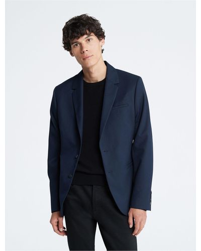 Calvin Klein Refined Twill Slim Blazer - Blue