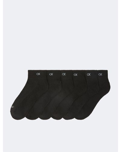 Calvin Klein Basic Cushion Quarter 6-pack Socks - Black