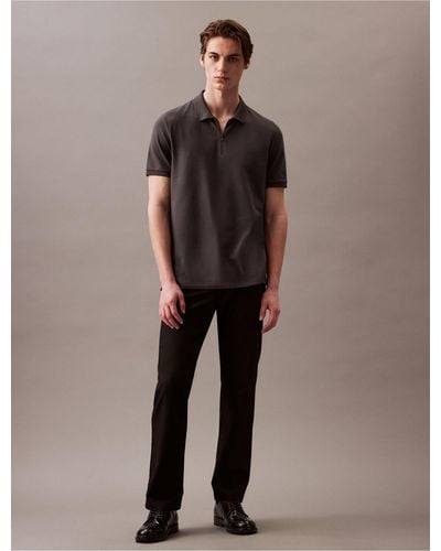 Calvin Klein Tech Zip Polo Shirt - Gray