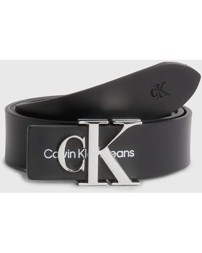 Calvin Klein Leather Logo Belt - - Black - Women - 75 cm - Noir