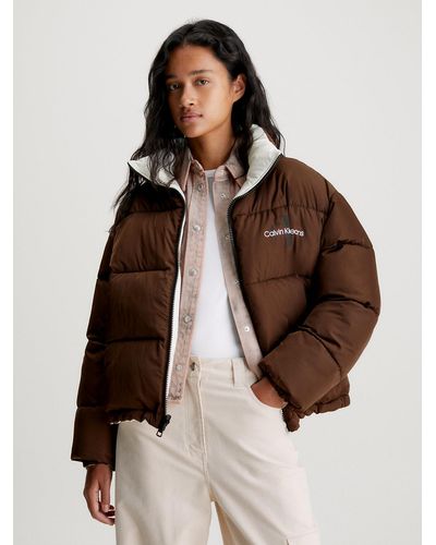 Calvin Klein Reversible 90's Puffer Jacket - Brown