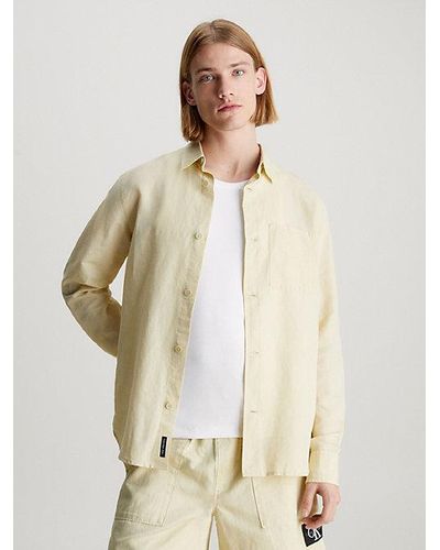 Calvin Klein Camisa de lino y algodón - Neutro