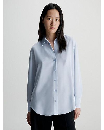 Calvin Klein Lässiges Hemd aus leichtem Krepp - Blau