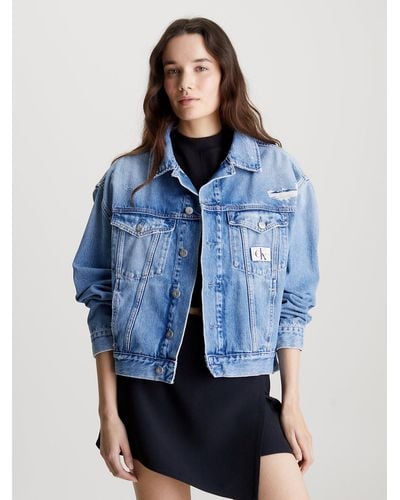 Calvin Klein Veste en jean boxy - Bleu
