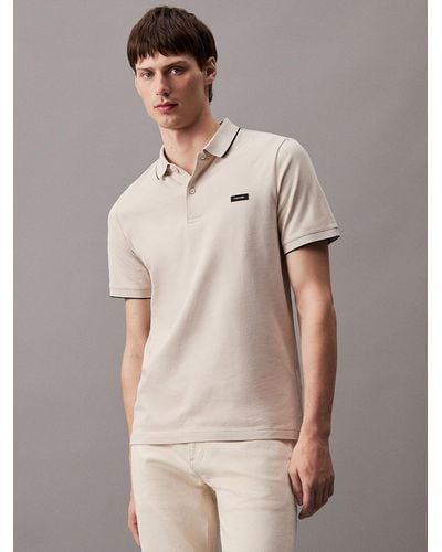 Calvin Klein Slim Polo Shirt - Natural