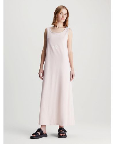 Calvin Klein Cotton Jersey Maxi Tank Dress - Natural