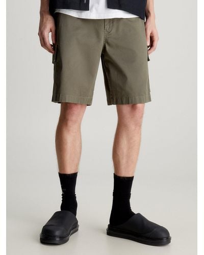 Calvin Klein Relaxed Cotton Twill Cargo Shorts - Green
