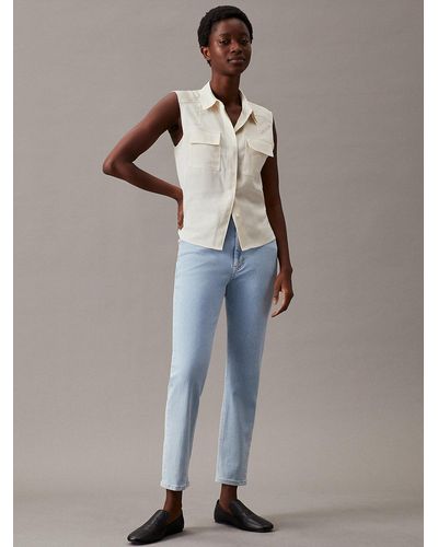Calvin Klein Mid Rise Slim Jeans - Blue