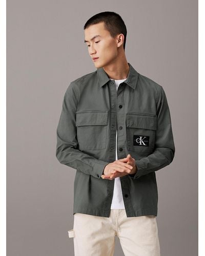 Calvin Klein Relaxed Utility Shirt Jacket - Grey