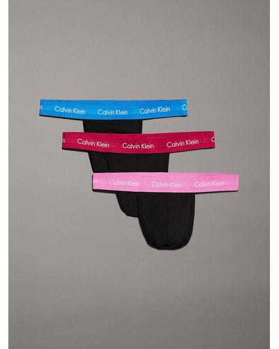 Calvin Klein 3 Pack Thongs - Cotton Stretch - Grey