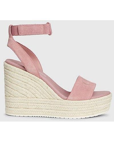 Calvin Klein Espadrille Sandalen Met Sleehak Van Suède - Roze