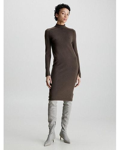 Calvin Klein Bodycon-Kleid aus Wolle mit Rollkragen - Mehrfarbig