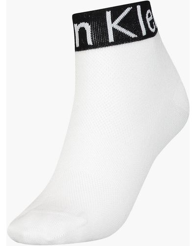 Calvin Klein Logo Ankle Socks - - White - Women - One Size - Blanc