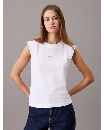 Calvin Klein Relaxed Sleeveless T-shirt - White