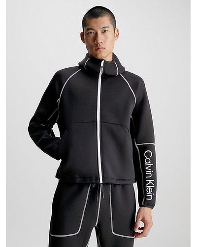 Calvin Klein Hoodie Met Logo En Rits - Zwart