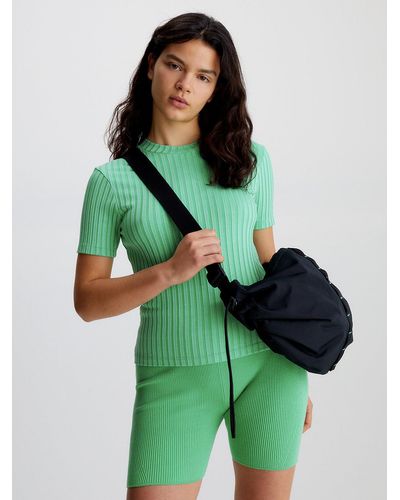 Calvin Klein T-shirt en jersey côtelé - Vert