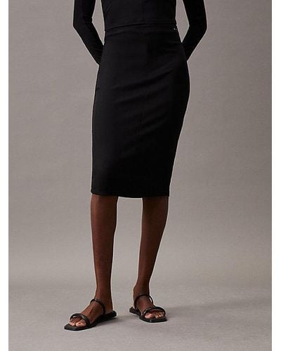 Calvin Klein Falda lápiz de canalé slim - Negro