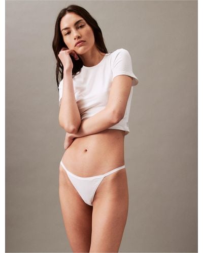 Calvin Klein Ideal Cotton String Thong - White