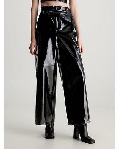Calvin Klein Pantalones de pierna ancha superbrillantes - Negro