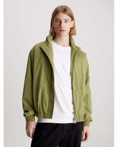 Calvin Klein Relaxed Cotton Zip Up Jacket - Green