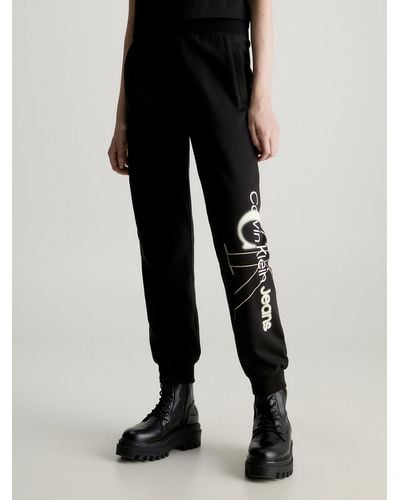 Calvin Klein Pantalon de jogging en polaire de coton - Noir
