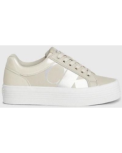 Calvin Klein Leren Plateausneakers - Wit