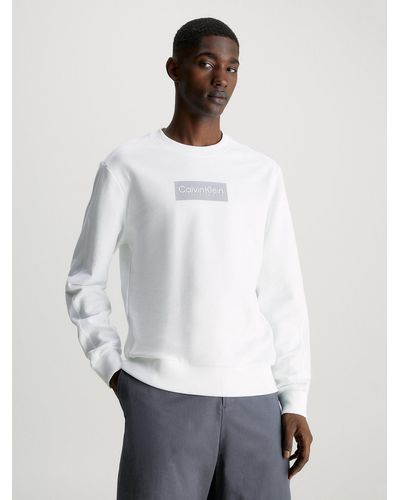 Calvin Klein Sweat-shirt avec logo en tissu éponge de coton - Blanc