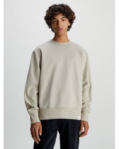 Calvin Klein Sweat-shirt en tissu éponge de coton - Gris