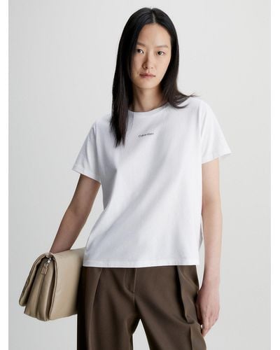 Calvin Klein T-shirt en coton avec micro-logo - Blanc