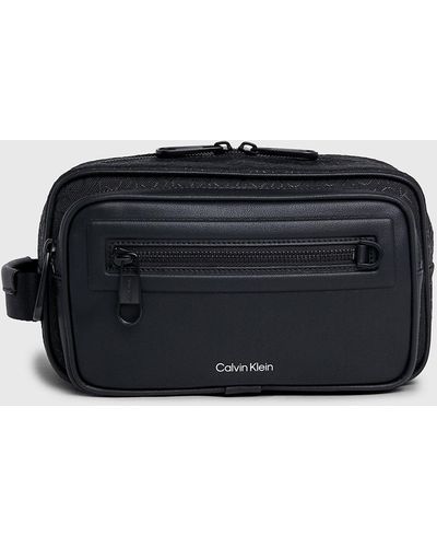 Calvin Klein Logo Jacquard Wash Bag - Black