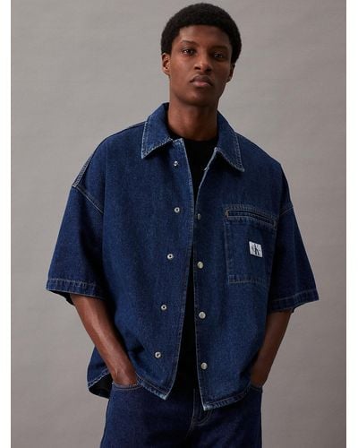 Calvin Klein Chemise à manches courtes en jean - Bleu