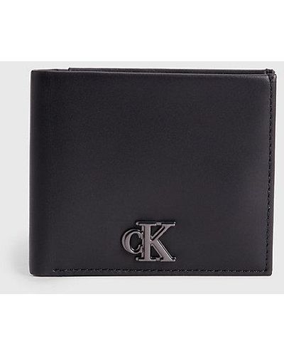 Calvin Klein Schmales RFID-Portemonnaie aus Leder - Schwarz