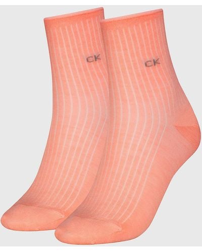 Calvin Klein 2 Pack Ankle Socks - Pink