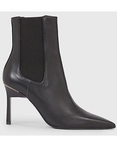 Calvin Klein Leren Stiletto Chelsea Boots - Zwart