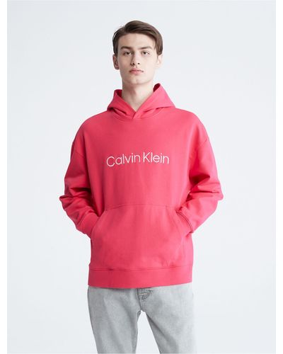 Calvin Klein Relaxed Fit Standard Logo Hoodie - Pink