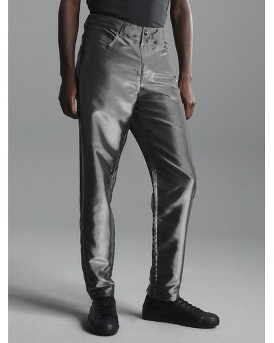 Calvin Klein Pantalon métallisé ample années 90 - Gris