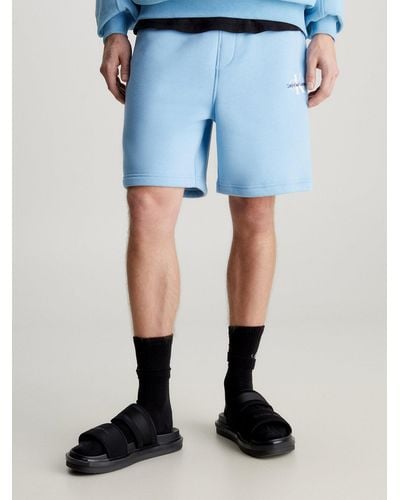 Calvin Klein Short de jogging en polaire avec monogramme - Bleu