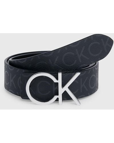 Calvin Klein Reversible Leather Logo Belt - Blue