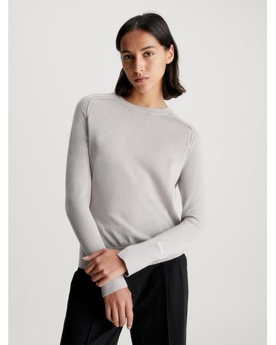 Calvin Klein Pull slim en laine fine - Gris