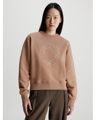 Calvin Klein Oversized Sweatshirt Met Logo - Naturel