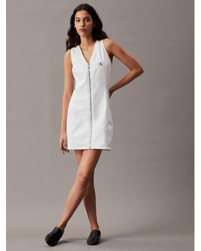 Calvin Klein Denim Zip-through Mini Dress - Grey