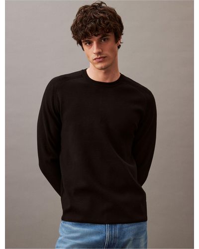 Calvin Klein Tech Knit Crewneck Sweater - Black
