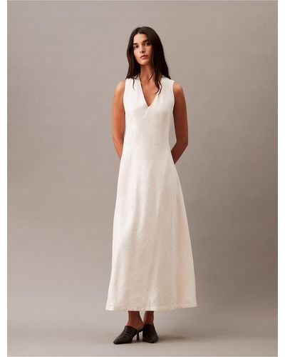 Calvin Klein Casual Linen Blend Day Dress - Natural