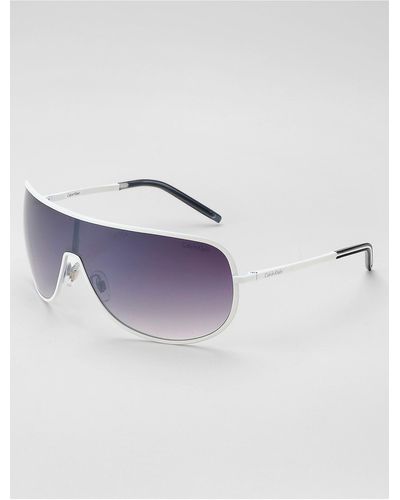 Calvin Klein Metal Frame Shield Sunglasses - White