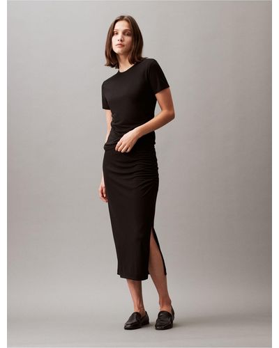 Calvin Klein Refined Jersey Midi Skirt - Multicolor