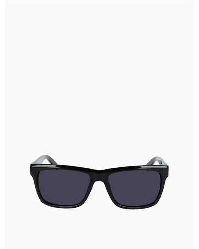 Calvin Klein Modified Acetate Rectangle Sunglasses - Black