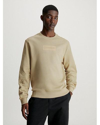 Calvin Klein Logo-Sweatshirt aus Baumwoll-Frottee - Natur
