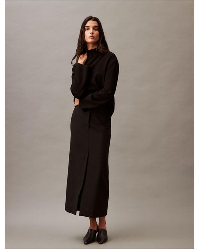 Calvin Klein Structured Stretch Skirt - Brown