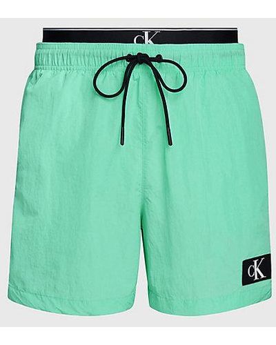Calvin Klein Bañador corto con cinturilla doble - CK Monogram - Verde